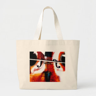 Cello Music is Life Beautiful Artistic Large Tote Bag