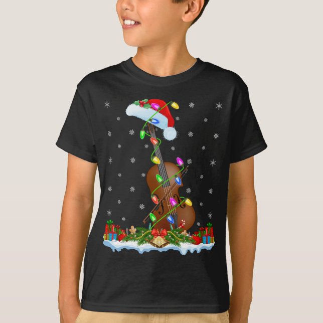 Cello Music Lover Matching Santa Hat Cello Christm T-Shirt (Front)