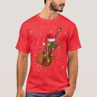 Cello Music Lover Xmas Lights Santa Cello Christma T-Shirt