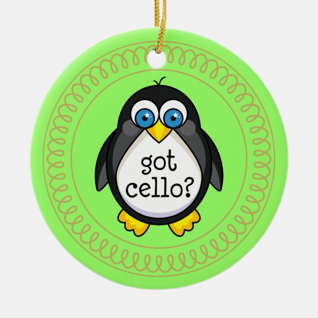 Cello Music Penguin Ornament Gift (Front)