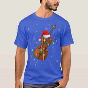 Cello Music Xmas Lighting Matching Santa Hat Cello T-Shirt