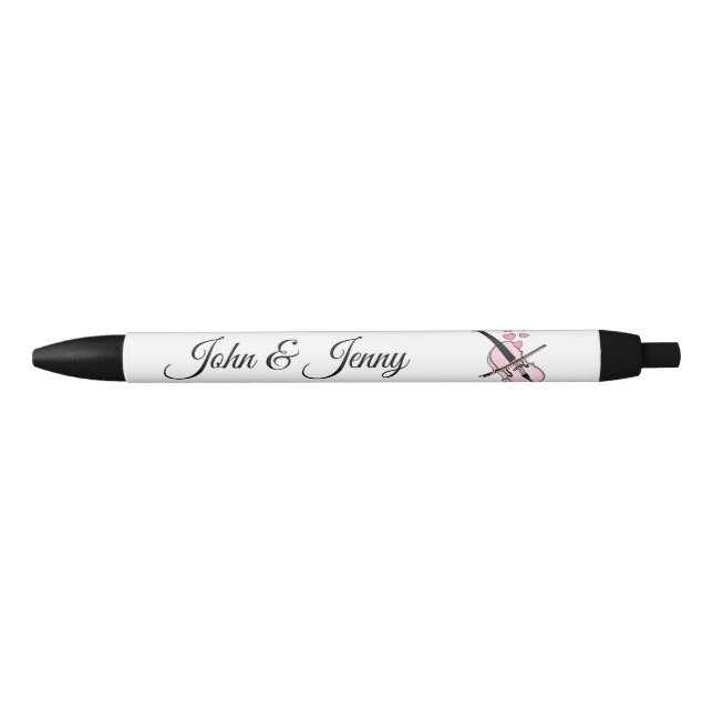 Cello Musician Custom Wedding Favour Gift Black Ink Pen (Front)