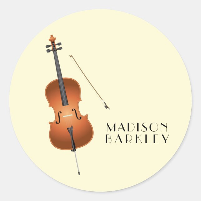 Cello Musician Music Teacher String Orchestra Classic Round Sticker (Front)