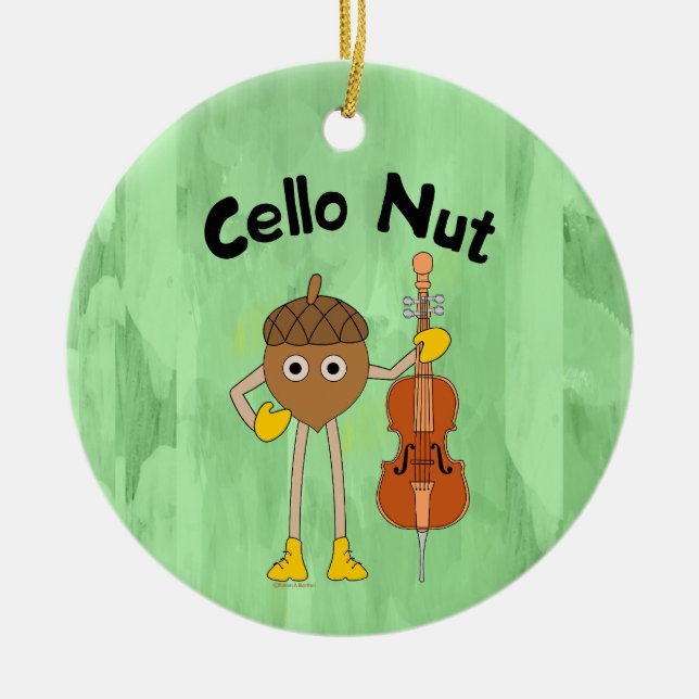 Cello Nut Ceramic Ornament (Front)