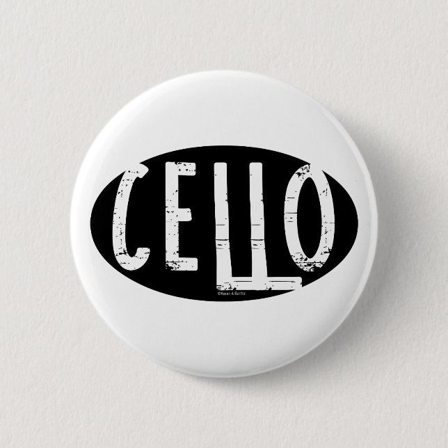 Cello Oval Rough Text 6 Cm Round Badge (Front)