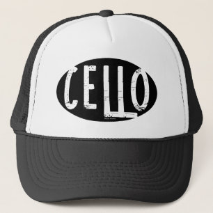Cello Oval Rough Text Trucker Hat