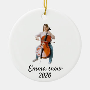 Cello Photo Ornament, Musical Instrument Cellist Ceramic Ornament
