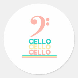 Cello Pink Bass Clef Classic Round Sticker