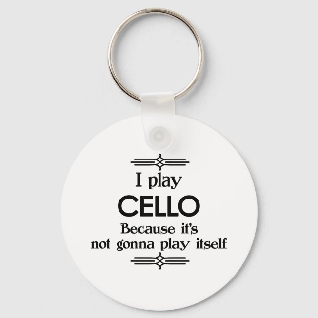 Cello - Play Itself Funny Deco Music Key Ring (Front)