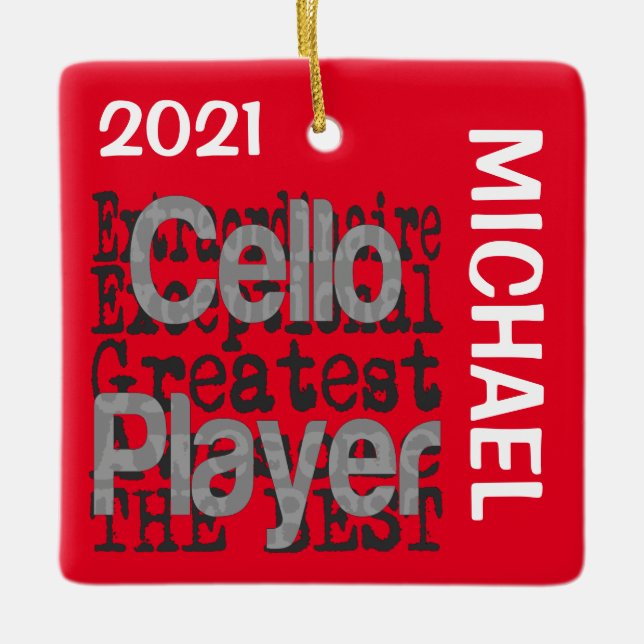 Cello Player Extraordinaire CUSTOM Ceramic Ornament (Front)