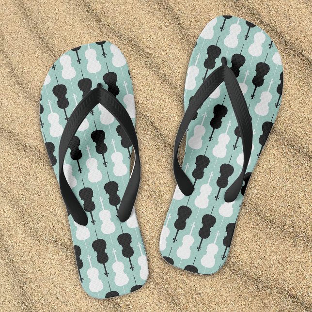 Cello Player Gift String Instrument Orchestra Thongs (Cello flip flop sandals designed by Horn and Castle.)