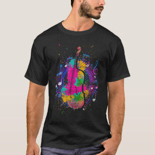 Cello Player Musician Cellist Music Notes Colourfu T-Shirt