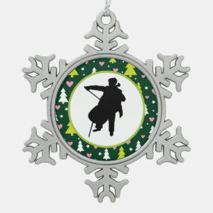 Cello Player Orchestra Music Snowflake Pewter Christmas Ornament