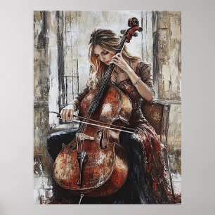 Cello Serenade by the Window Poster