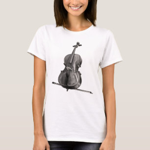 Cello Sketch Black & White Drawing T-Shirt