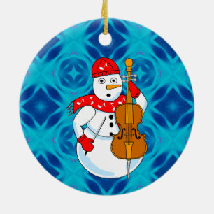 Cello Snowman Ceramic Ornament