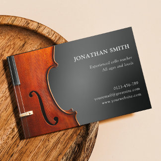 Cello Teacher Professional Grey Modern Business Card