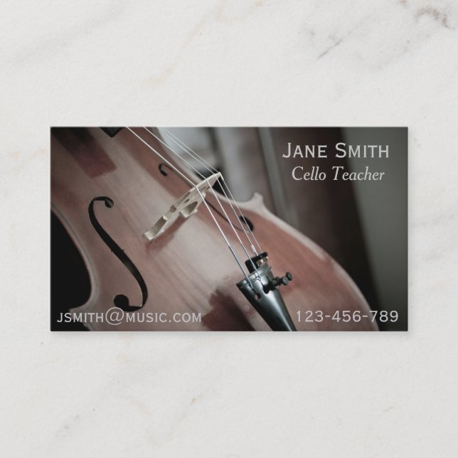 Cello Teacher String instrument music tutor Business Card (Front)