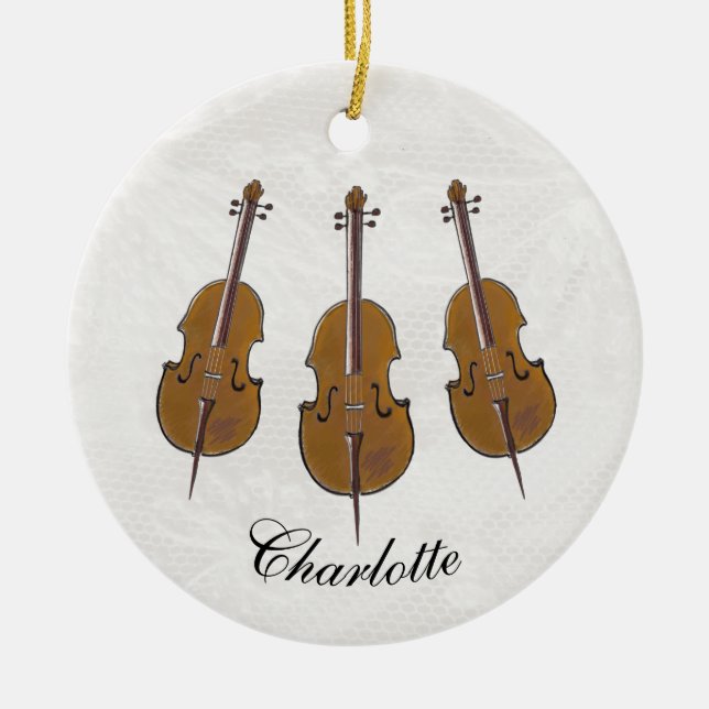 Cello trio personalised  ceramic ornament (Front)
