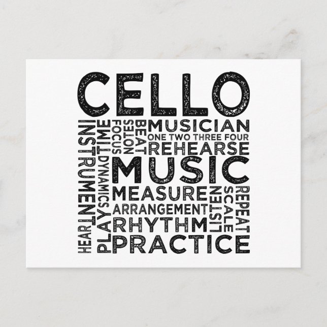 Cello Typography Postcard (Front)