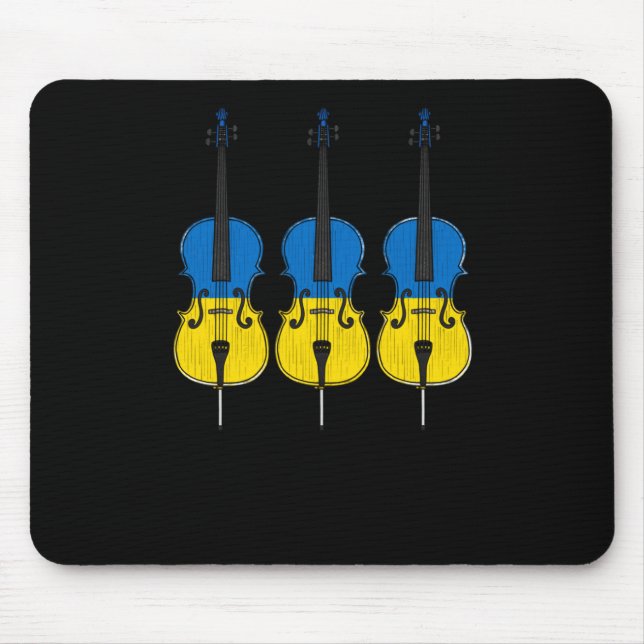 Cello Ukrainian Flag Cellist String Musician Stick Mouse Pad (Front)