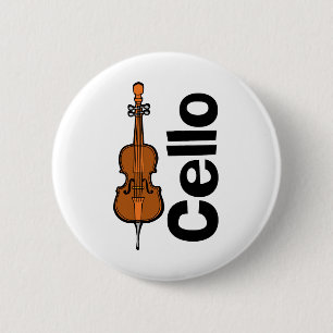 Cello Vertical Text 6 Cm Round Badge
