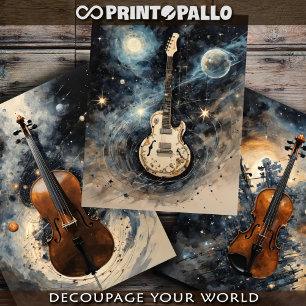Cello, Violin Guitar: dreamlike music instruments Wrapping Paper Sheet