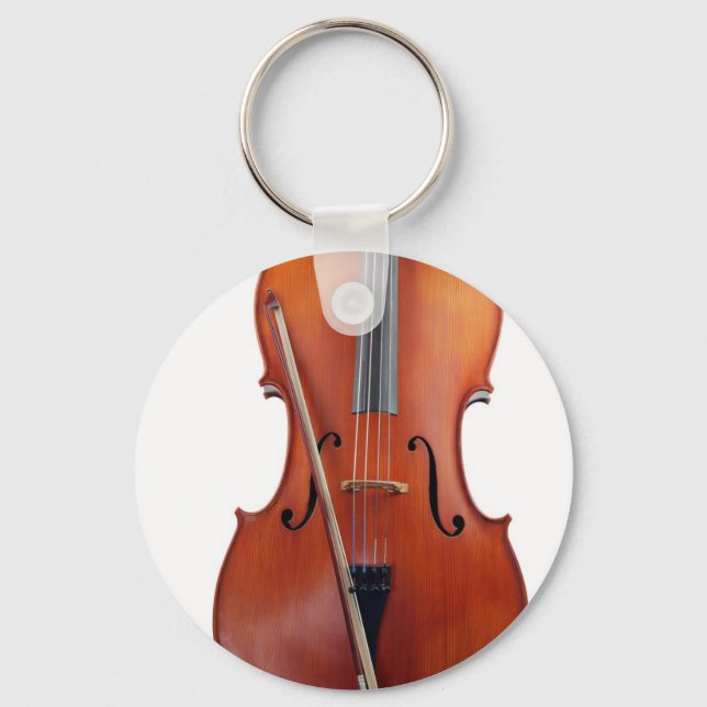 Cello with bow, close up key ring (Front)