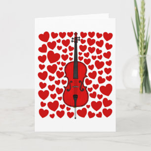 Cello With Hearts Valentines Anniversary Card