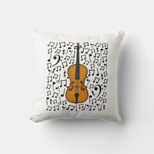 Cello With Musical Notes, Cellist Music Teacher Cushion