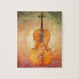 Cello with warm colourful textured background. jigsaw puzzle