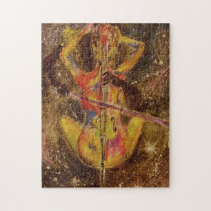 Cello Woman Jigsaw Painting Space Sonata Puzzle