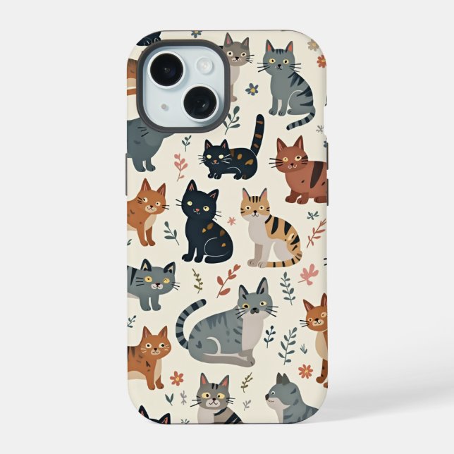 Cellphone case with cat illustration (Back)