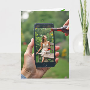 Cellphone Woman With Pouring Wine Card