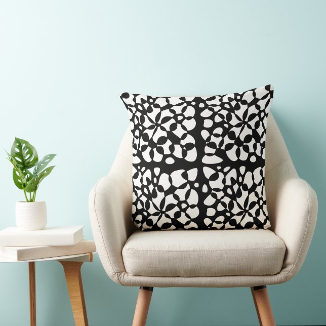 Cells Abstraction Black White Cushion (Chair)