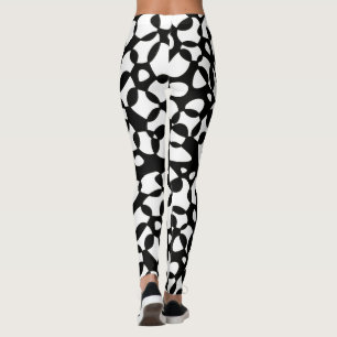 Cells Abstraction Black White Leggings