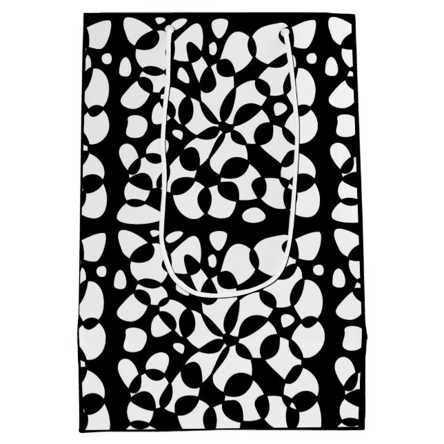 Cells Abstraction Black White Medium Gift Bag (Back)