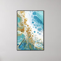 Cellular Drift: Teal & Gold Fluid Abstract