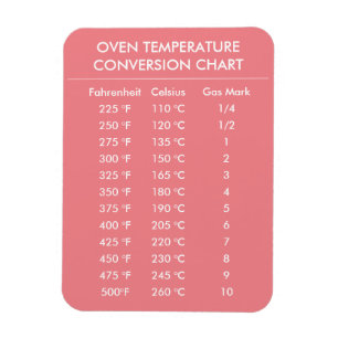 celsius to fahrenheit baking conversions chart magnet