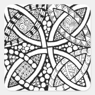 Celtc Knot Black and White Square Sticker