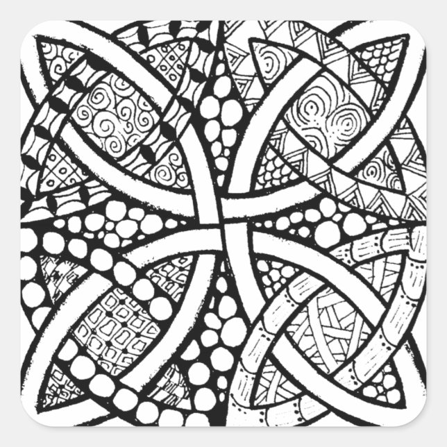 Celtc Knot Black and White Square Sticker (Front)