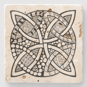 Celtc Knot Black and White Stone Coaster