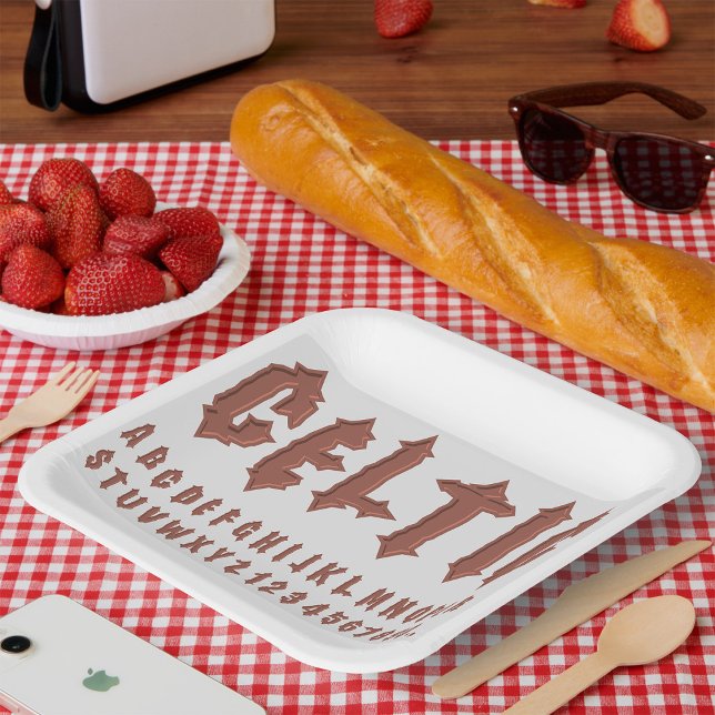 Celtic Alphabet Font Paper Plate (Creator Uploaded)