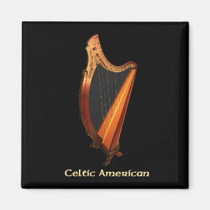 Celtic American Harp Magnet