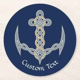 Celtic Anchor 1 Round Paper Coaster