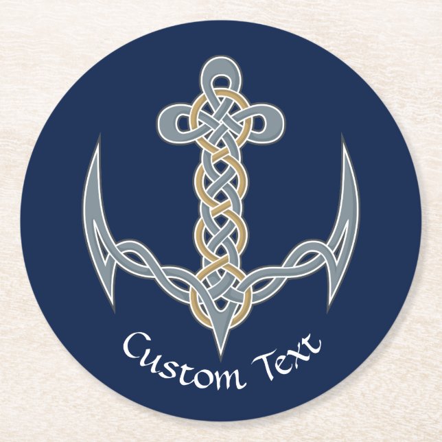 Celtic Anchor 1 Round Paper Coaster (Front)
