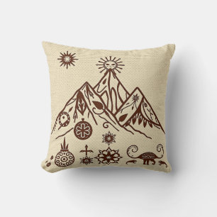 Celtic and Inuit Inspired Mountain Motifs Cushion