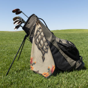 Celtic art and floral splendour in warm tones.  golf towel