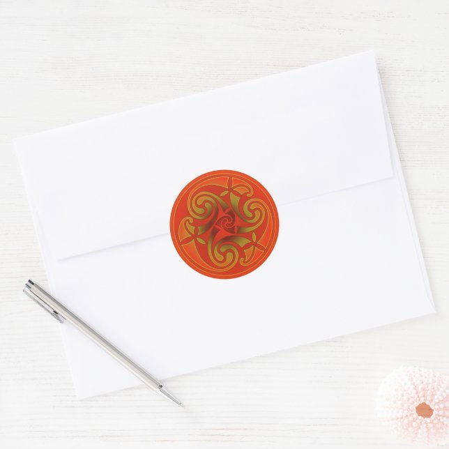 Celtic Art Spiral Design Classic Round Sticker (Envelope)