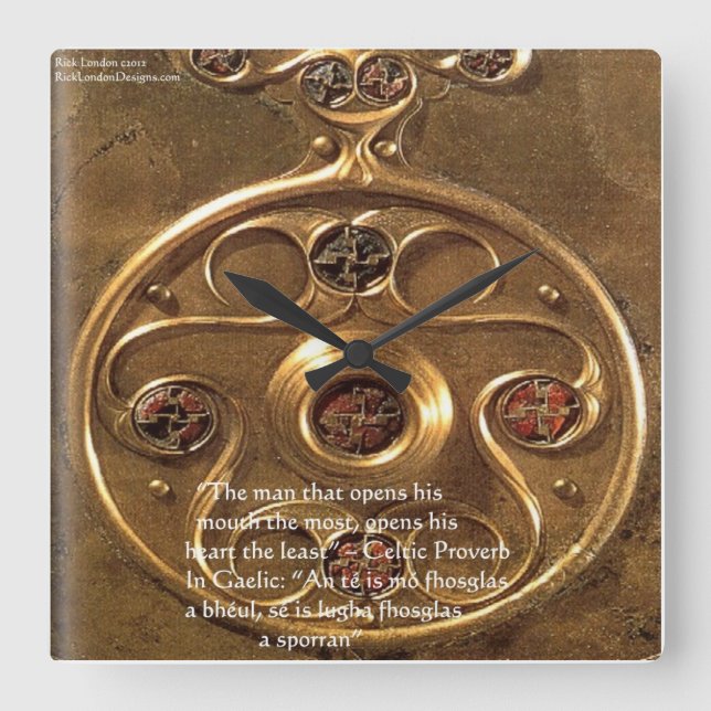 Celtic Artefact & Proverb On Wall Clock (Front)